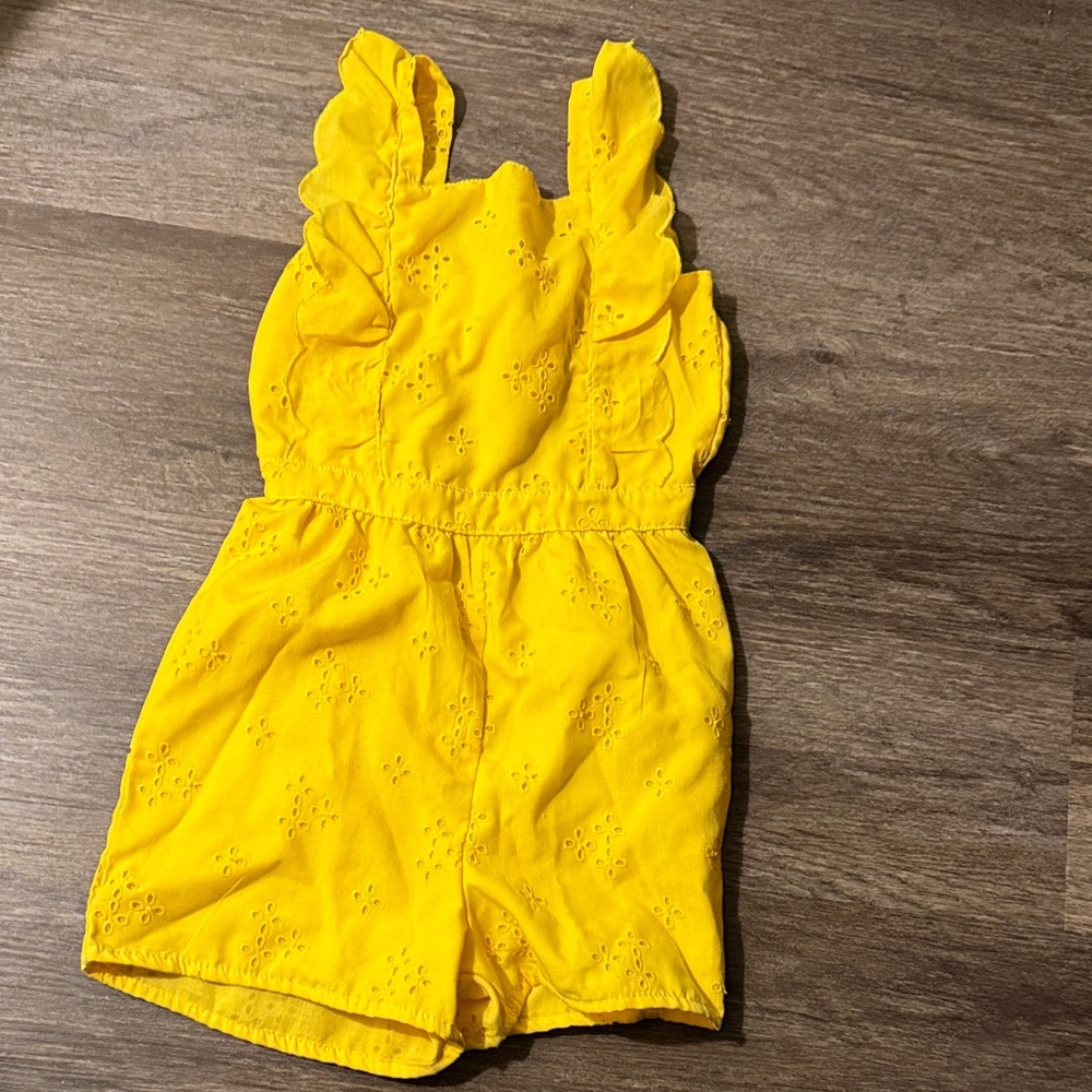 Yellow Eyelet Kids Romper